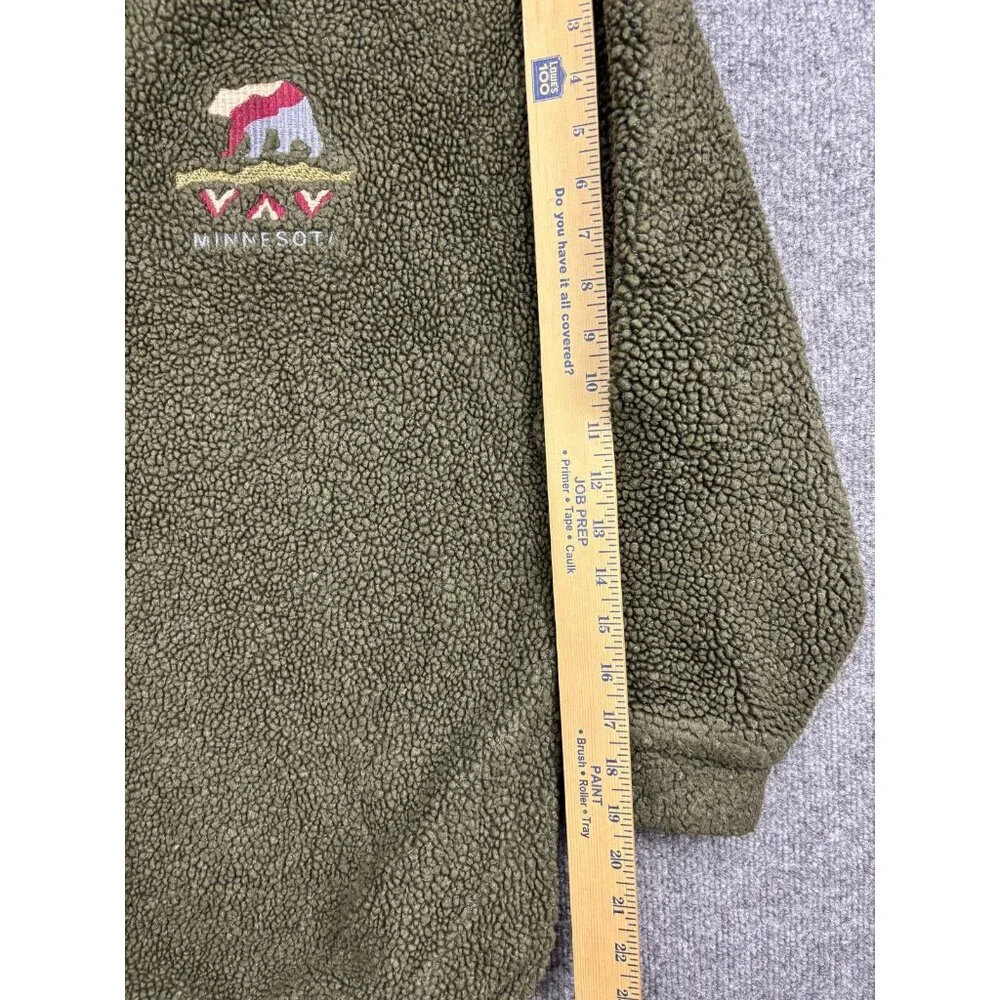 Vintage Art Unlimited Jacket Mens Large Green Berber Fleece 1/4 Zip Minnesota‎